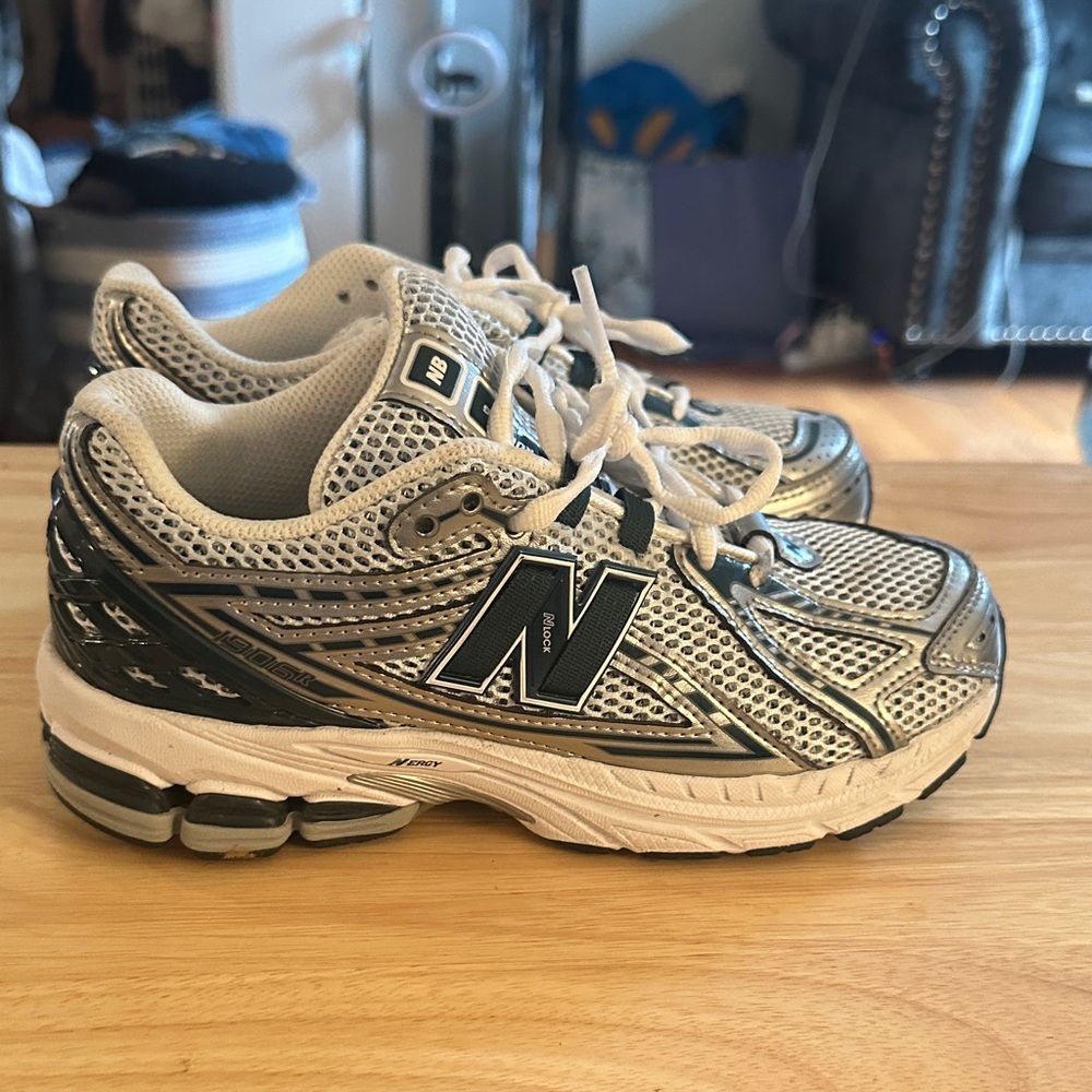 New Balance 1906 Kids' Silver and Green Sneakers